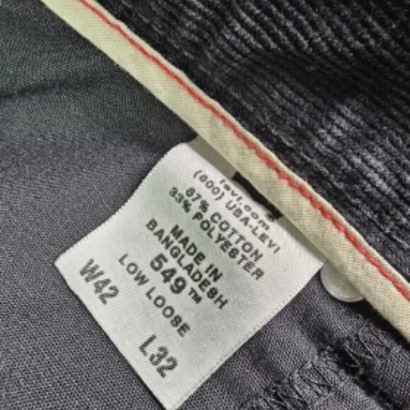 VTG Levi's‎ Jeans Pants Mens 42x32 Black 549 Low Loose Fit Straight Leg Corduroy - Picture 4 of 5